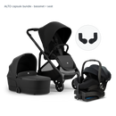 Alto Premium Single Pram - Black Noir - Capsule Bundle Bassinet + Seat