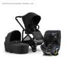 Alto Premium Single Pram - Black Noir - Pria Car Seat Bundle Bassinet + Seat