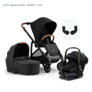 Alto Premium Single Pram - Black Tan - Capsule Bundle Bassinet + Seat