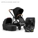 Alto Premium Single Pram - Black Tan - Pria Car Seat Bundle Bassinet + Seat