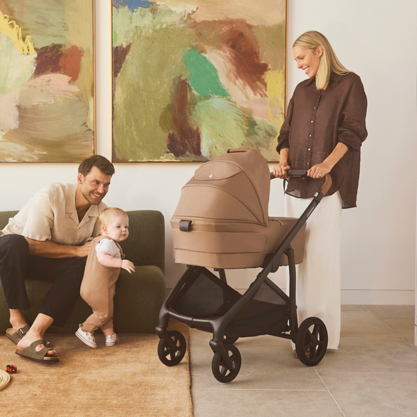 Alto Premium Single Pram - Mocha - Bassinet In Living Room
