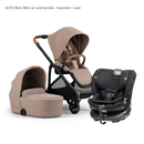 Alto Premium Single Pram - Mocha - Raia 360 Car Seat Bundle Bassinet + Seat