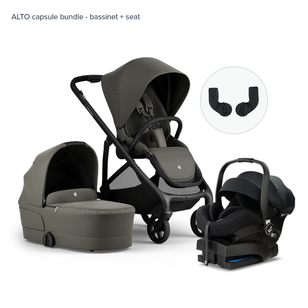 Alto Premium Single Pram - Olive - Capsule Bundle Bassinet + Seat