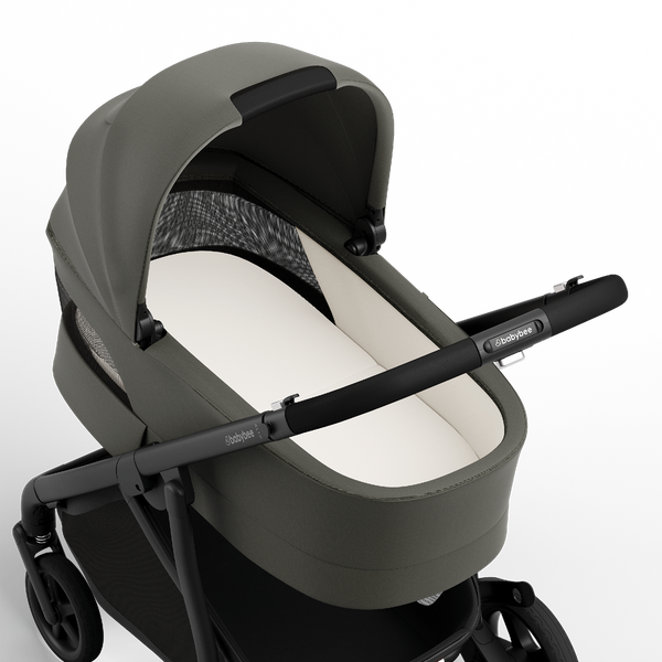 Alto Premium Single Pram - Olive - Bassinet Open