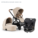 Alto Premium Single Pram - Sandstone - Raia 360 Car Seat Bundle Bassinet + Seat