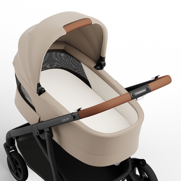 Alto Premium Single Pram - Sandstone - Bassinet Open
