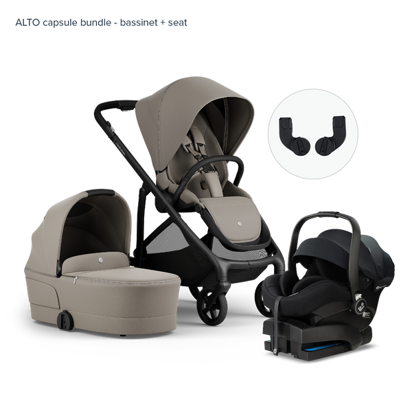 Alto Premium Single Pram - Taupe - Capsule Bundle Bassinet + Seat