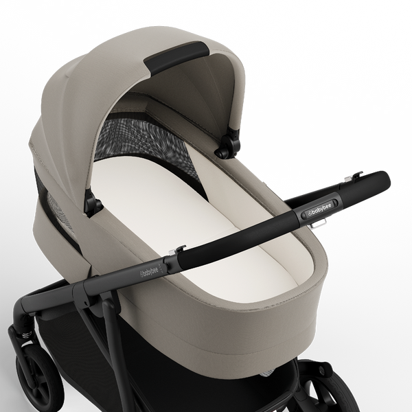 Alto Premium Single Pram - Taupe - Bassinet Open