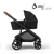 Juno Premium Single to Double Pram - Black Tan - Bassinet Side