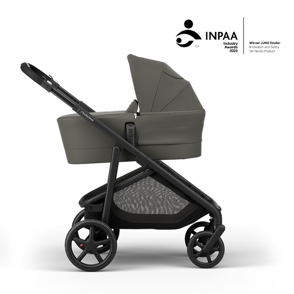 Juno Premium Single to Double Pram - Olive - Bassinet Side