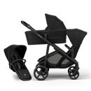 Juno Premium Single to Double Pram - Black Noir - Bassinet + Two Seat Set