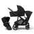 Juno Premium Single to Double Pram - Black Tan - Bassinet + Two Seat Set