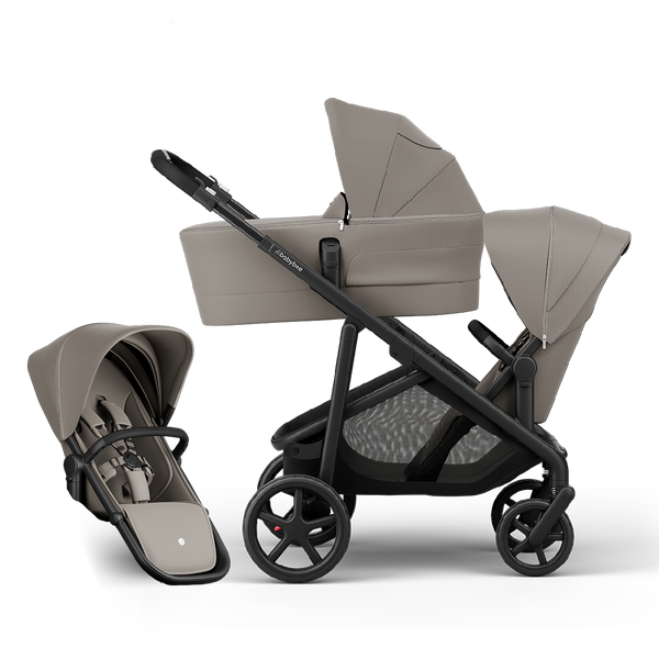 Juno Premium Single to Double Pram - Taupe - Bassinet + Two Seat Set