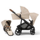 Juno Premium Single to Double Pram - Sandstone - Bassinet + Two Seat Set