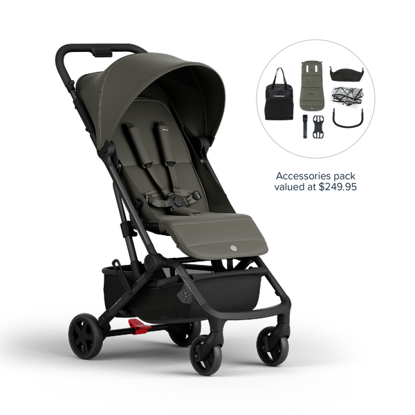 Miles2 Ultra Compact Travel Stroller - Olive - Stroller with Accessories Pack