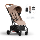 Miles2 Ultra Compact Travel Stroller - Mocha - Stroller with Accessories Pack