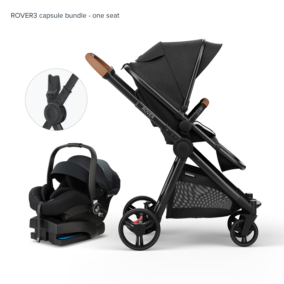 Babybee ROVER3 - Single Pram - Black